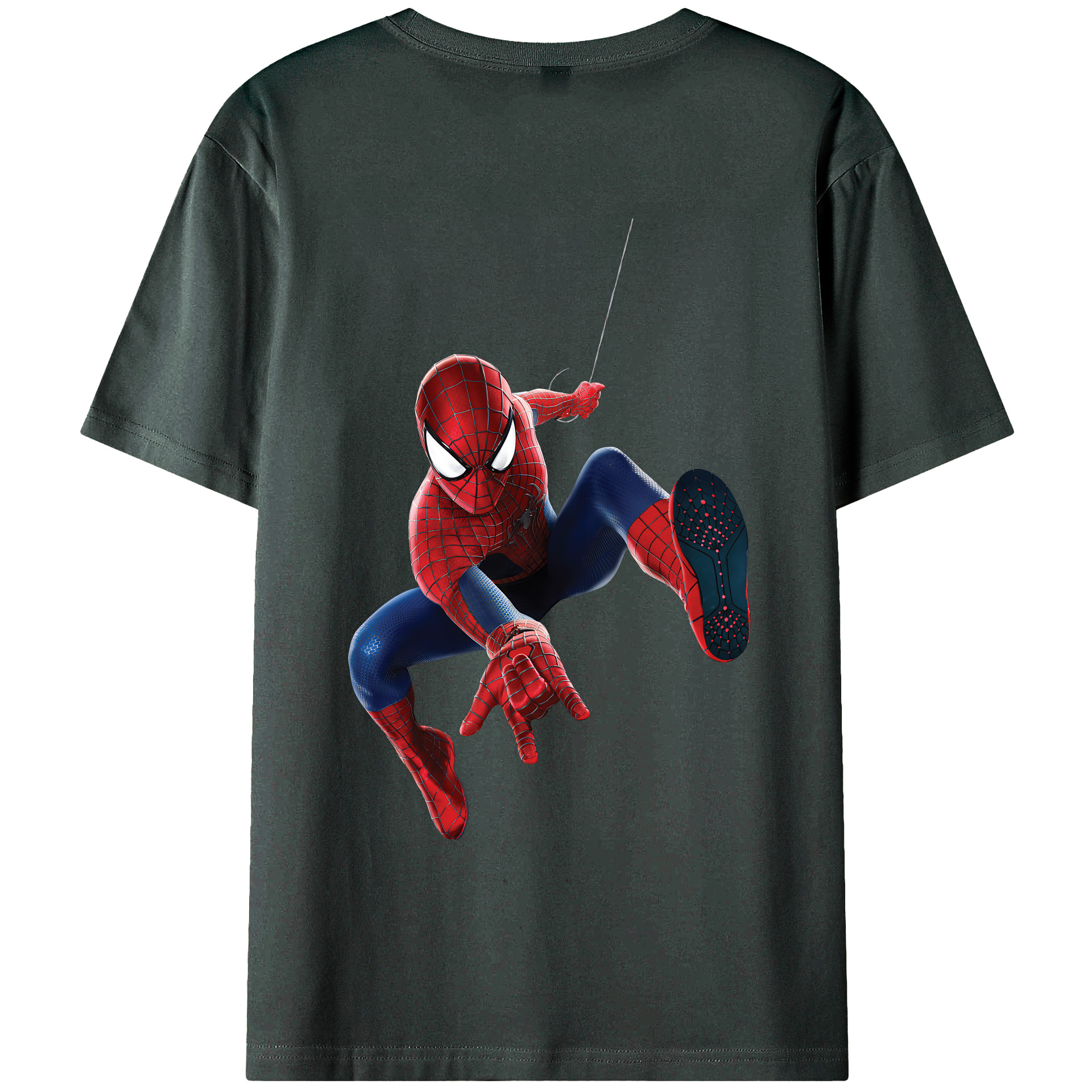 （画像用） Spider Man スパイダーマン 綿100％ メンズ半袖Tシャツ（バックプリント） 通気性